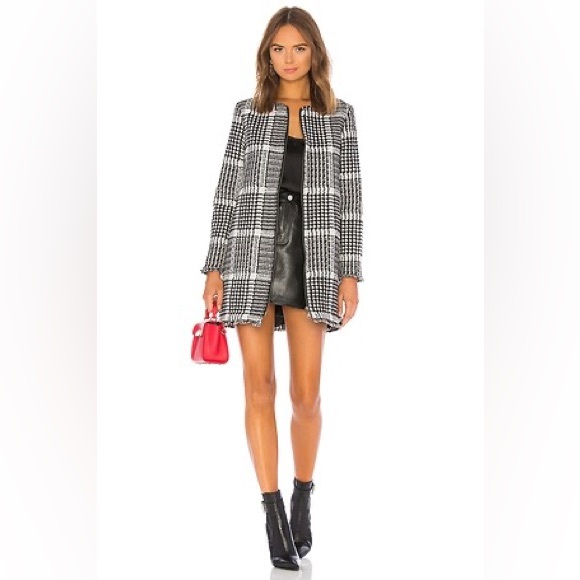 REVOLVE Cupcakes and Cashmere Herringbone Fernando Black&White printed coat - S - Picture 1 of 14